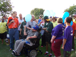 Group with balloons